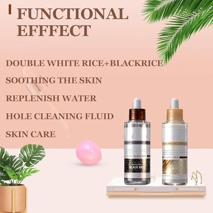 Rice Peel Shot Glow Rice Ampoule Duo – Pore Minimizing Gentle Peel & Deep Hydration with Black Rice Exfoliant for All Skin Types (6.76 Fl Oz, 2-Pack) Avelisse