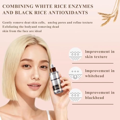 Rice Peel Shot Glow Rice Ampoule Duo – Pore Minimizing Gentle Peel & Deep Hydration with Black Rice Exfoliant for All Skin Types (6.76 Fl Oz, 2-Pack) Avelisse