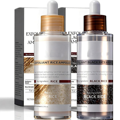 Rice Peel Shot Glow Rice Ampoule Duo – Pore Minimizing Gentle Peel & Deep Hydration with Black Rice Exfoliant for All Skin Types (6.76 Fl Oz, 2-Pack) Avelisse