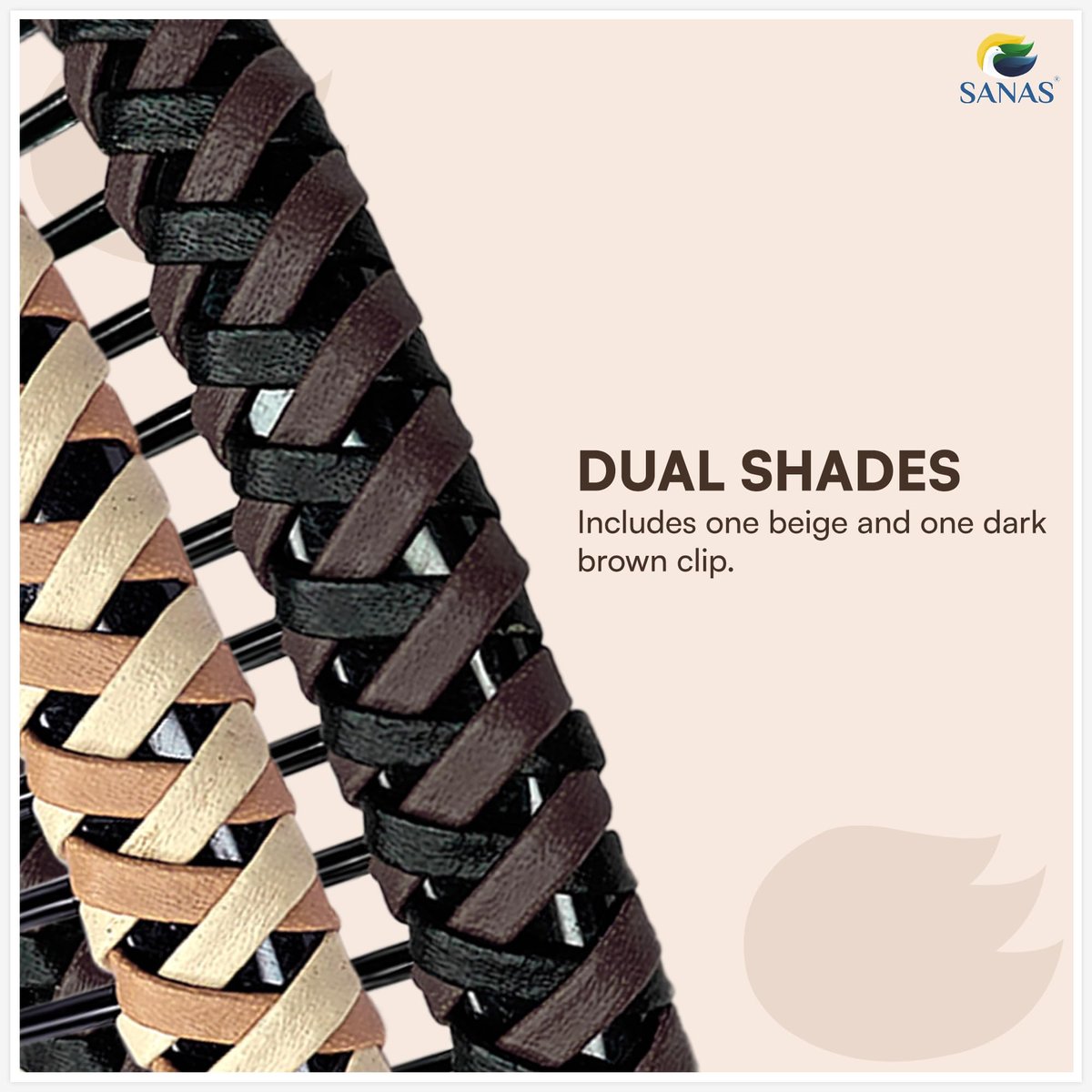 Sanas Banana Clip (2pcs) Flat Hair Clips for Women - Fishtail Claw Clips for Thick Hair, Styling Fashion Accessories - Dark Brown & Light Brown - görsel 15