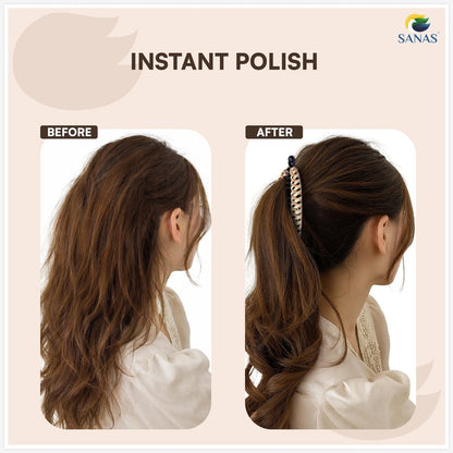 Sanas Banana Clip (2pcs) Flat Hair Clips for Women - Fishtail Claw Clips for Thick Hair, Styling Fashion Accessories - Dark Brown & Light Brown