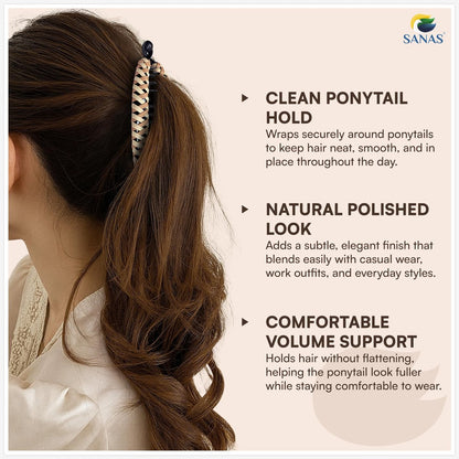 Sanas Banana Clip (2pcs) Flat Hair Clips for Women - Fishtail Claw Clips for Thick Hair, Styling Fashion Accessories - Dark Brown & Light Brown