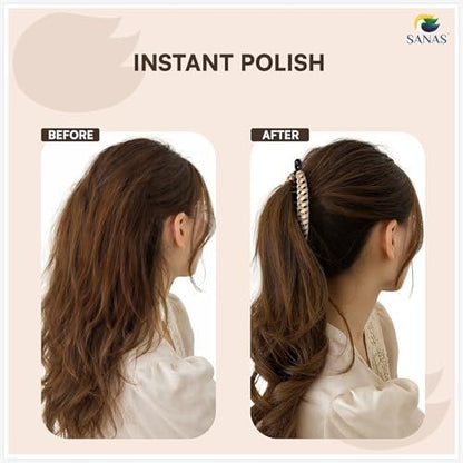 Sanas Banana Clip (2pcs) Flat Hair Clips for Women - Fishtail Claw Clips for Thick Hair, Styling Fashion Accessories - Dark Brown & Light Brown
