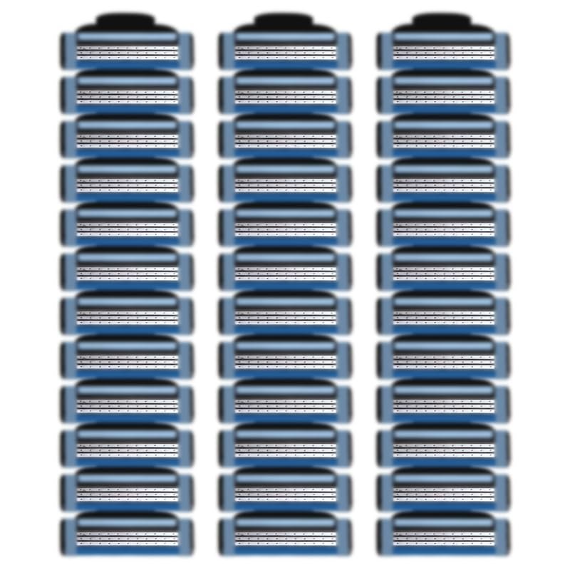 Eloslos 36-Blade Replacement Cartridges for Mach 3 Style Razors – Premium Wet Shave Men's Blades Value Pack (Blue) Avelisse