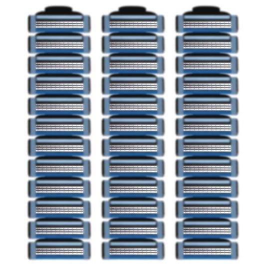 Eloslos 36-Blade Replacement Cartridges for Mach 3 Style Razors – Premium Wet Shave Men's Blades Value Pack (Blue) Avelisse
