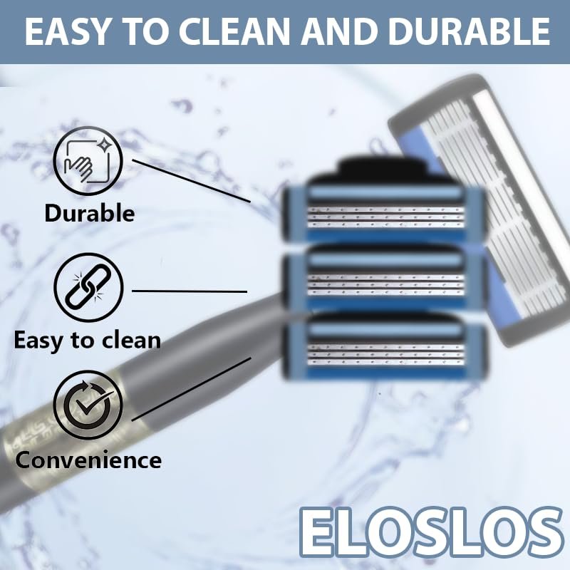 Eloslos 36-Blade Replacement Cartridges for Mach 3 Style Razors – Premium Wet Shave Men's Blades Value Pack (Blue) Avelisse