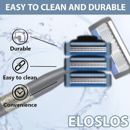 Eloslos 36-Blade Replacement Cartridges for Mach 3 Style Razors – Premium Wet Shave Men's Blades Value Pack (Blue) Avelisse