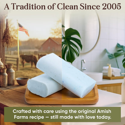 Amish Farms Soap Value Pack – 8 Easy-to-Grip Hydrating Bars (5 oz Each, 2.5 lb) | Cold-Process, USA Made for Sensitive Skin, Face, Hair & Body | Gentle Clean Scent Original Recipe – Tin Tub Collection Avelisse