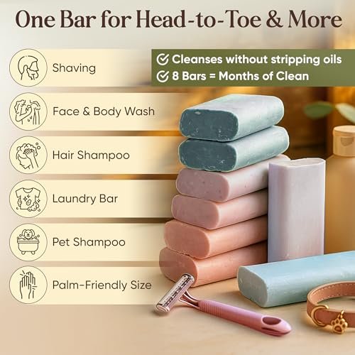 Amish Farms Soap Value Pack – 8 Easy-to-Grip Hydrating Bars (5 oz Each, 2.5 lb) | Cold-Process, USA Made for Sensitive Skin, Face, Hair & Body | Gentle Clean Scent Original Recipe – Tin Tub Collection Avelisse