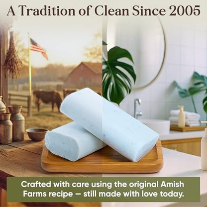 Amish Farms Soap Value Pack – 8 Easy-to-Grip Hydrating Bars (5 oz Each, 2.5 lb) | Cold-Process, USA Made for Sensitive Skin, Face, Hair & Body | Gentle Clean Scent Original Recipe – Tin Tub Collection Avelisse