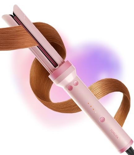 FORLIFA Automatic Curling Iron with Cool Airflow Styler – Self Rotating Curling Wand with 1.1 Billion Negative Ions, Triple Hair Protect, Tangle-Free, Dual Voltage, 3-in-1 Pro Hypercurve Auto Hair Curler (Pink, 25mm) Avelisse