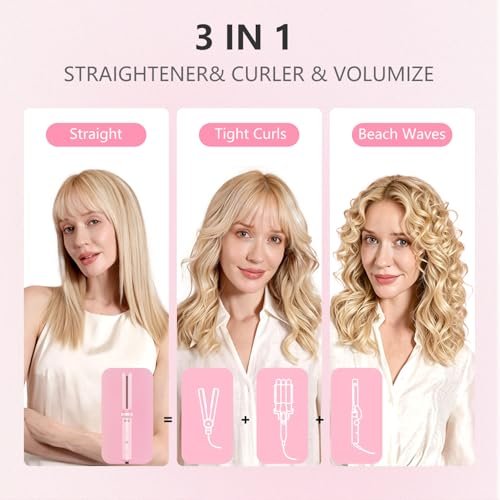 FORLIFA Automatic Curling Iron with Cool Airflow Styler – Self Rotating Curling Wand with 1.1 Billion Negative Ions, Triple Hair Protect, Tangle-Free, Dual Voltage, 3-in-1 Pro Hypercurve Auto Hair Curler (Pink, 25mm) Avelisse