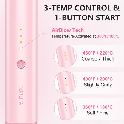 FORLIFA Automatic Curling Iron with Cool Airflow Styler – Self Rotating Curling Wand with 1.1 Billion Negative Ions, Triple Hair Protect, Tangle-Free, Dual Voltage, 3-in-1 Pro Hypercurve Auto Hair Curler (Pink, 25mm) Avelisse