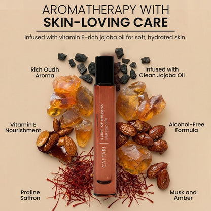 Caftari Oud Perfume Oil Rollerball — Scent of Nirvana | Oud, Musk, Amber & Saffron | Roll On Oil Perfume | Non Toxic | Alcohol-Free | Jojoba Base | Unisex | Travel Ready 10 ml Avelisse