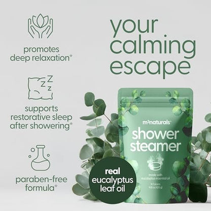 Eucalyptus Aromatherapy Shower Steamers – 14 Individually Wrapped Tablets for Sinus Relief, Relaxation, Sleep & Post-Workout Recovery by M3 Naturals