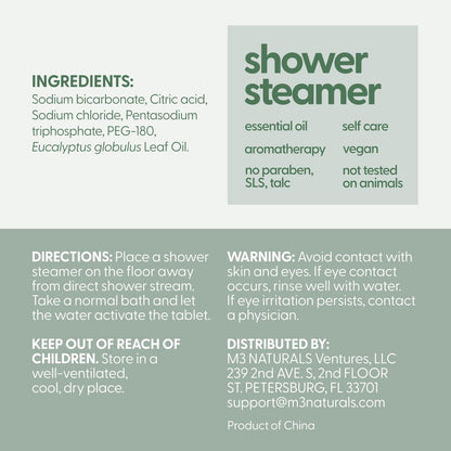 Eucalyptus Aromatherapy Shower Steamers – 14 Individually Wrapped Tablets for Sinus Relief, Relaxation, Sleep & Post-Workout Recovery by M3 Naturals