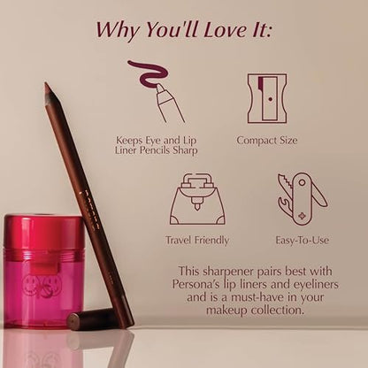 PERSONA Pencil Sharpener – Precision Sharpener for Lip & Eye Pencils, Travel-Friendly, Vegan & Cruelty-Free, Made in USA