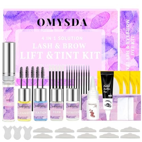 Omysda Lash Lift and Brow Lamination Kit - Black, Professional DIY Eyelash & Eyebrow Perm Kit, 6-8 Weeks Long-Lasting, 4 in 1 Solution Avelisse