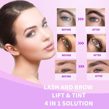 Omysda Lash Lift and Brow Lamination Kit - Black, Professional DIY Eyelash & Eyebrow Perm Kit, 6-8 Weeks Long-Lasting, 4 in 1 Solution Avelisse