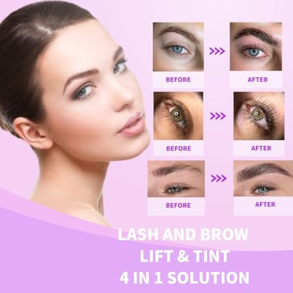 Omysda Lash Lift and Brow Lamination Kit - Black, Professional DIY Eyelash & Eyebrow Perm Kit, 6-8 Weeks Long-Lasting, 4 in 1 Solution Avelisse