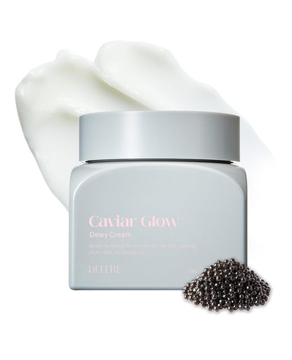 Delere Caviar Glow Dewy Cream - Hydrating Caviar Collagen Moisturizer with Korean Hyaluronic Acid for Radiant Glass Skin, 1.7 oz Avelisse