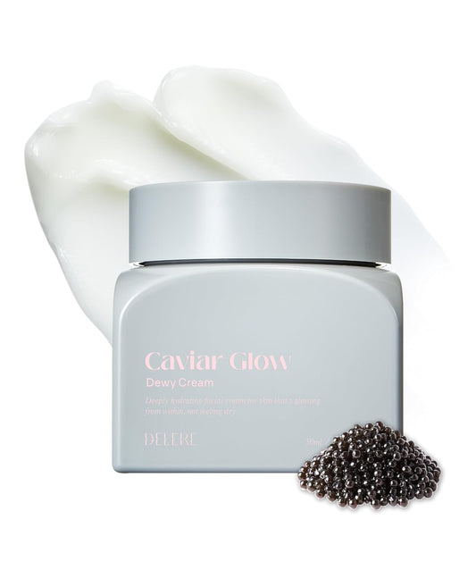 Delere Caviar Glow Dewy Cream - Hydrating Caviar Collagen Moisturizer with Korean Hyaluronic Acid for Radiant Glass Skin, 1.7 oz Avelisse