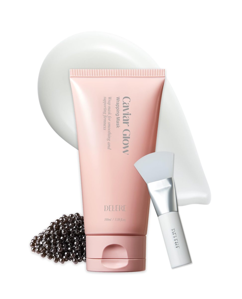 Delere Caviar Glow Collagen Wrapping Mask – Korean Peel Off Face Mask for Glowing Skin & Visible Skin Tightening, 3.4 oz Avelisse