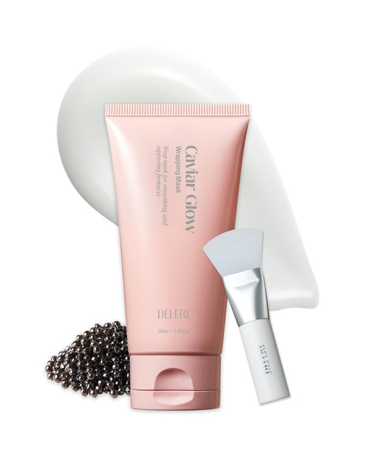 Delere Caviar Glow Collagen Wrapping Mask – Korean Peel Off Face Mask for Glowing Skin & Visible Skin Tightening, 3.4 oz Avelisse