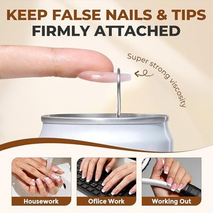 UNA GELLA Super Strong Nail Glue – 2 Pack 10ml Semi Solid Gel for Press On Nails, No Lamp Needed, 10s Quick Drying, Long Lasting for Acrylic Fake Nails