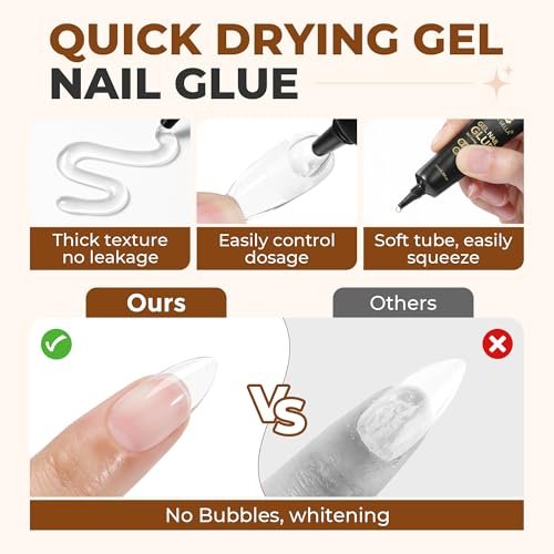 UNA GELLA Super Strong Nail Glue – 2 Pack 10ml Semi Solid Gel for Press On Nails, No Lamp Needed, 10s Quick Drying, Long Lasting for Acrylic Fake Nails - görsel 10