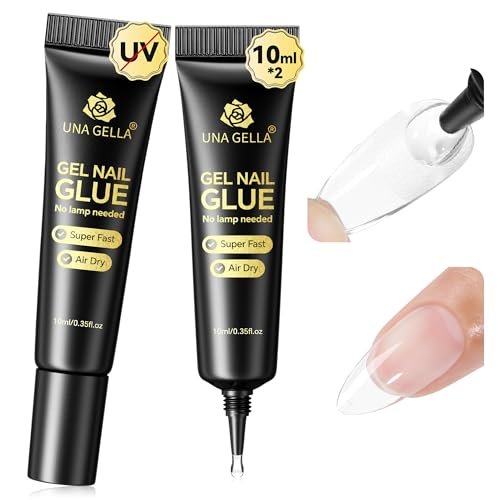 UNA GELLA Super Strong Nail Glue – 2 Pack 10ml Semi Solid Gel for Press On Nails, No Lamp Needed, 10s Quick Drying, Long Lasting for Acrylic Fake Nails - görsel 2