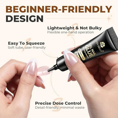 UNA GELLA Super Strong Nail Glue – 2 Pack 10ml Semi Solid Gel for Press On Nails, No Lamp Needed, 10s Quick Drying, Long Lasting for Acrylic Fake Nails