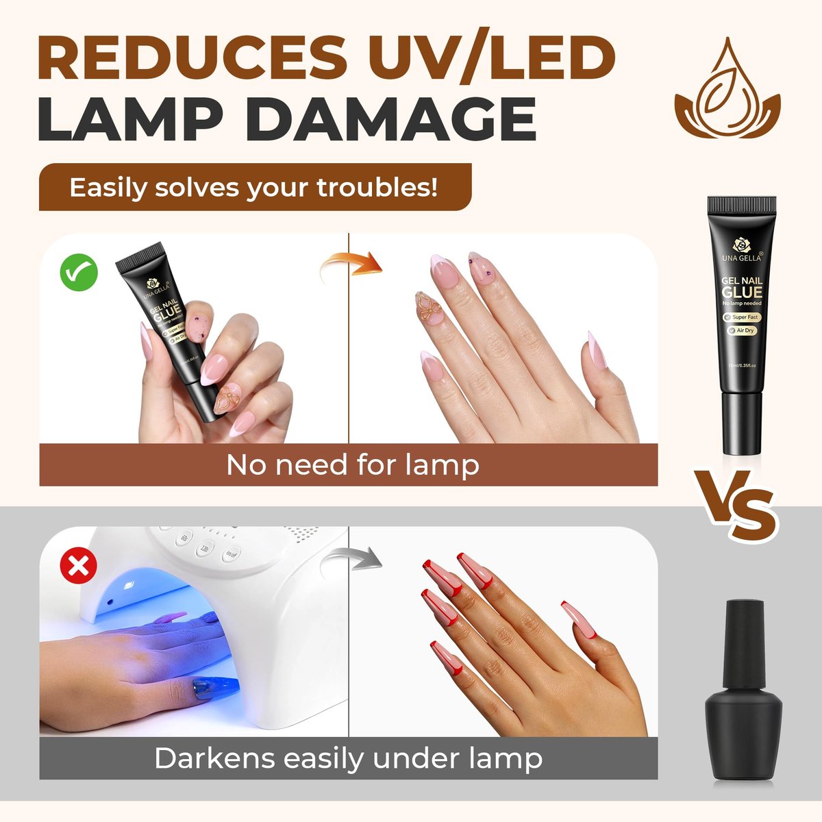 UNA GELLA Super Strong Nail Glue – 2 Pack 10ml Semi Solid Gel for Press On Nails, No Lamp Needed, 10s Quick Drying, Long Lasting for Acrylic Fake Nails - görsel 13