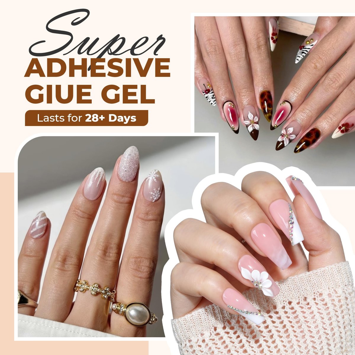UNA GELLA Super Strong Nail Glue – 2 Pack 10ml Semi Solid Gel for Press On Nails, No Lamp Needed, 10s Quick Drying, Long Lasting for Acrylic Fake Nails - görsel 5
