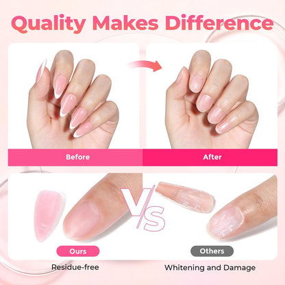 UNA GELLA No Mess Nail Glue Remover for Press On Nails 10ml 2Pcs, Acetone Free Multi-functional Fake Nail Remover with Built-in Pry Tip, Quick Adhesive Debonder for False Tips