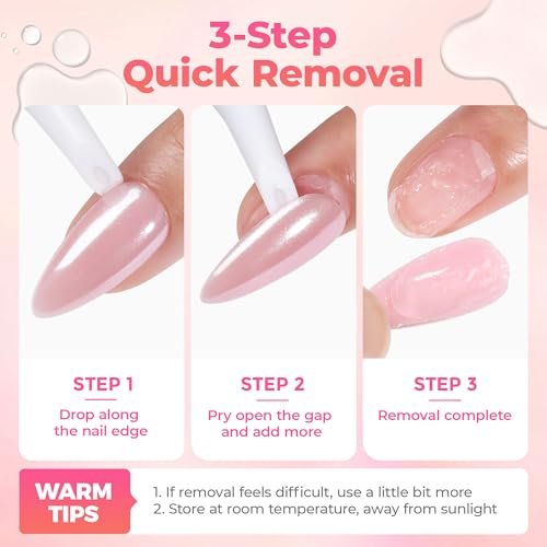 UNA GELLA No Mess Nail Glue Remover for Press On Nails 10ml 2Pcs, Acetone Free Multi-functional Fake Nail Remover with Built-in Pry Tip, Quick Adhesive Debonder for False Tips - görsel 13