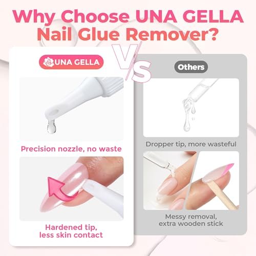 UNA GELLA No Mess Nail Glue Remover for Press On Nails 10ml 2Pcs, Acetone Free Multi-functional Fake Nail Remover with Built-in Pry Tip, Quick Adhesive Debonder for False Tips - görsel 11
