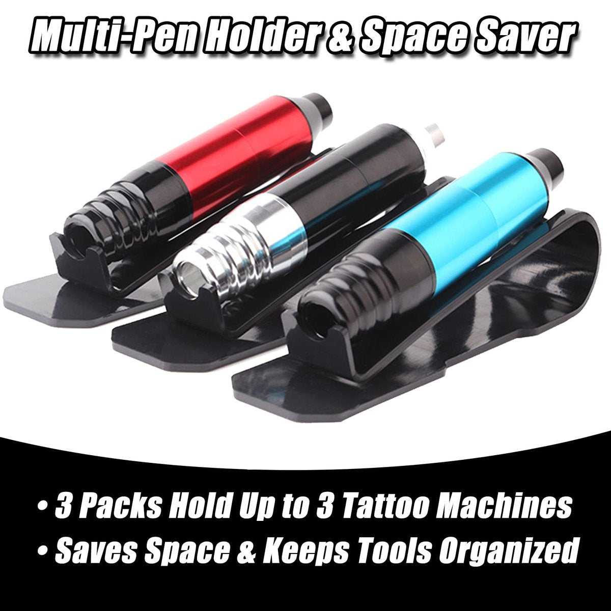 YONGDA Tattoo Pen Holder Stand 3 Pack - Acrylic Tattoo Machine Holder Display Rack with U Shape Grooves Organizer Shelf for Tattoo Gun Rotary Pen Support Rest Accessories Kit, Stable & Easy to Clean - görsel 6