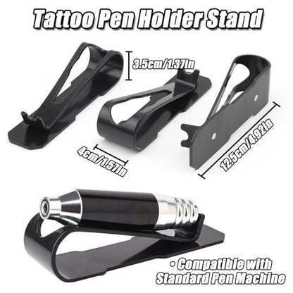 YONGDA Tattoo Pen Holder Stand 3 Pack - Acrylic Tattoo Machine Holder Display Rack with U Shape Grooves Organizer Shelf for Tattoo Gun Rotary Pen Support Rest Accessories Kit, Stable & Easy to Clean