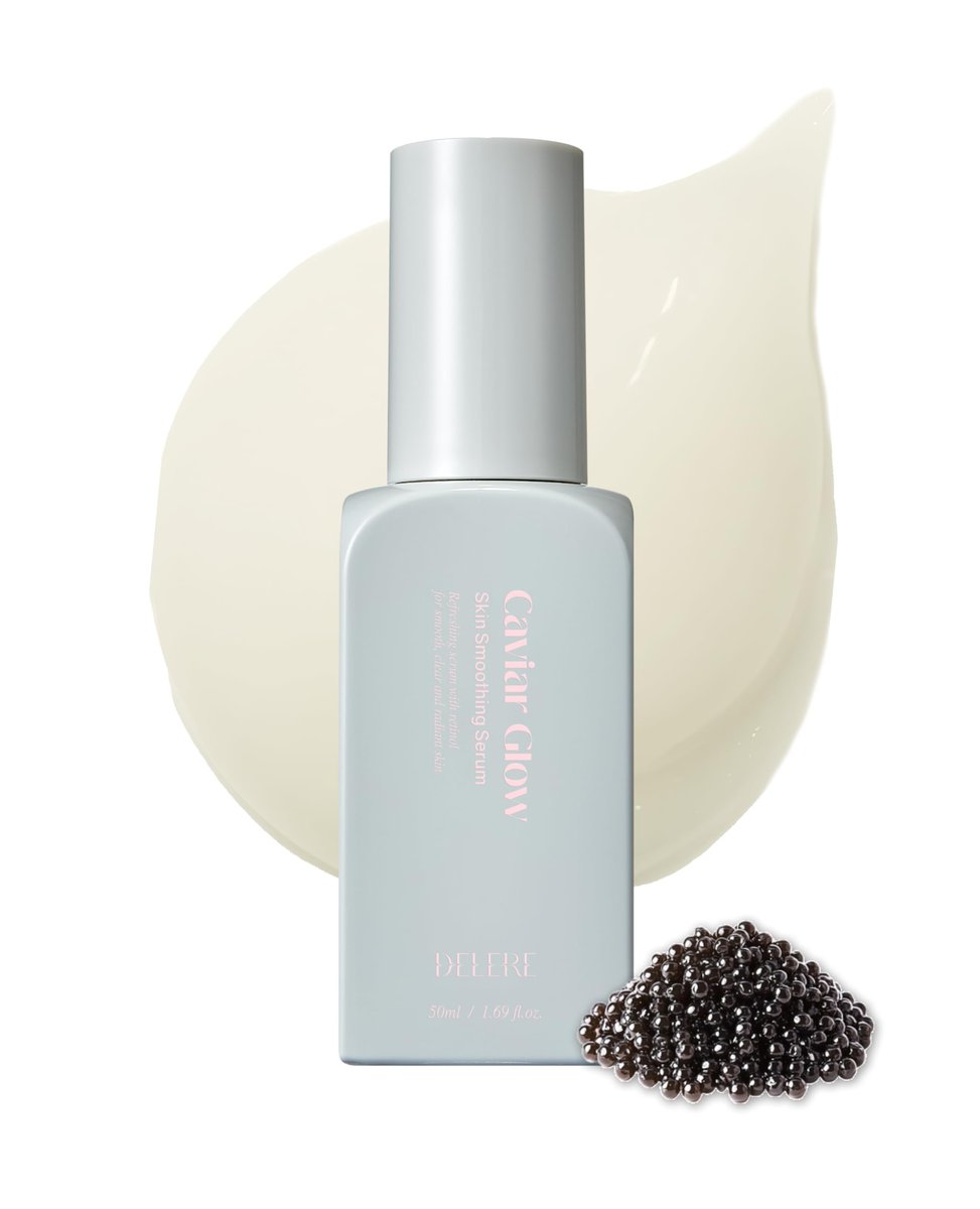 Delere Caviar Glow Smoothing Serum with Caviar Collagen, Niacinamide & Retinol – Korean Glass Skin Serum, 1.7 oz Avelisse