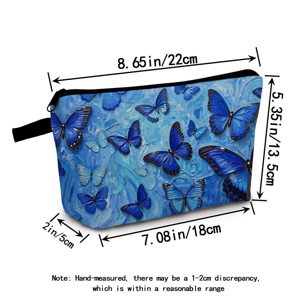 MoCaliduccious 3D Blue Butterfly Cosmetic Bag - Small Travel Toiletry Organizer Zipper Pouch for Women - görsel 5