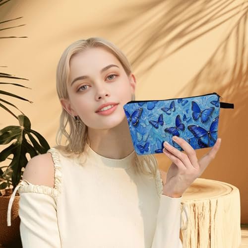 MoCaliduccious 3D Blue Butterfly Cosmetic Bag - Small Travel Toiletry Organizer Zipper Pouch for Women - görsel 4