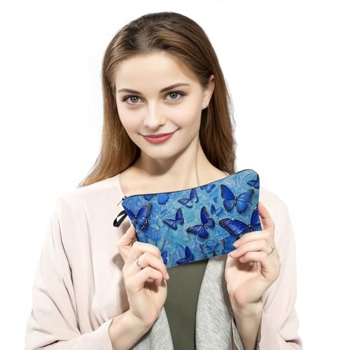 MoCaliduccious 3D Blue Butterfly Cosmetic Bag - Small Travel Toiletry Organizer Zipper Pouch for Women - görsel 8