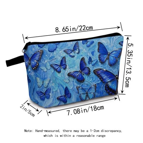 MoCaliduccious 3D Blue Butterfly Cosmetic Bag - Small Travel Toiletry Organizer Zipper Pouch for Women - görsel 6
