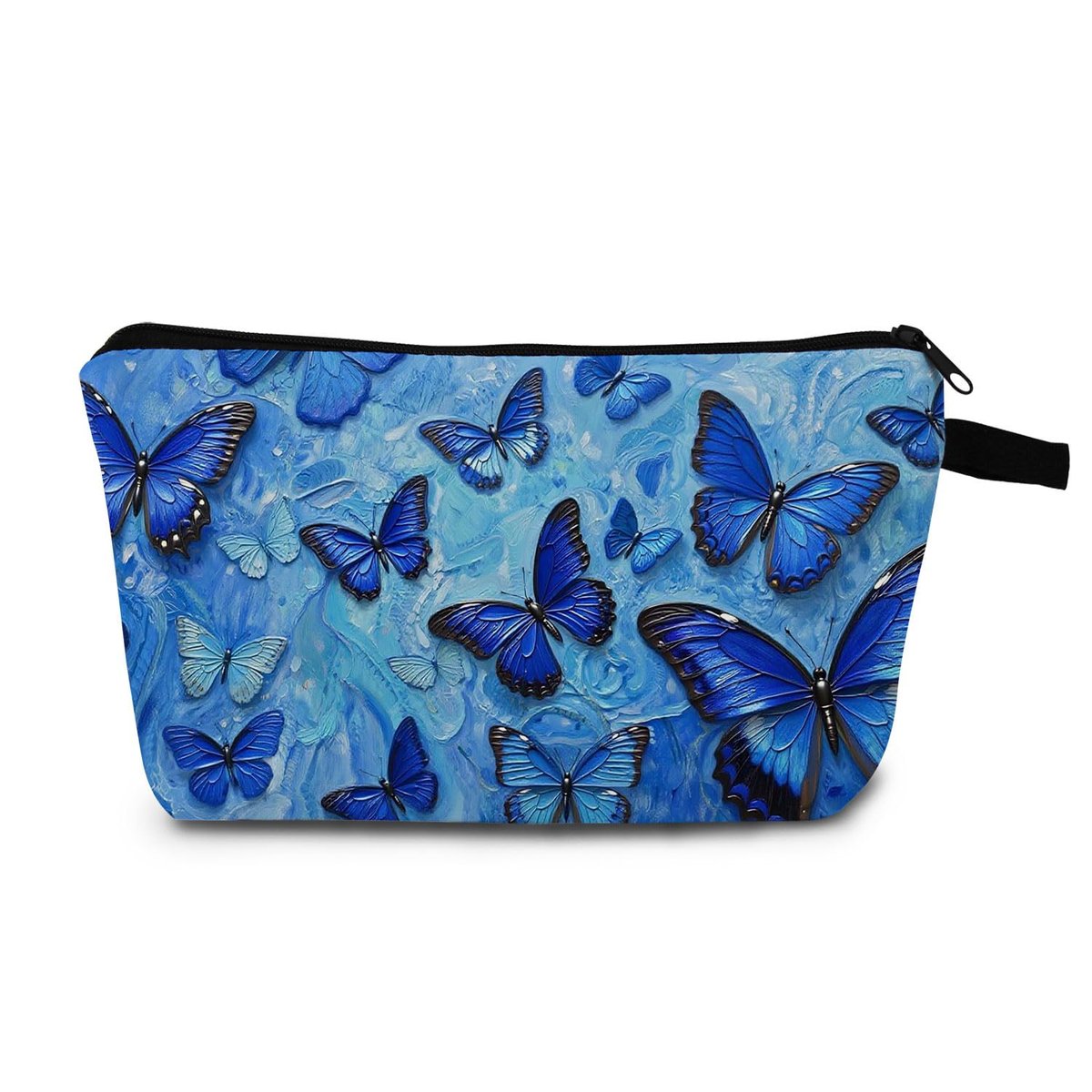 MoCaliduccious 3D Blue Butterfly Cosmetic Bag - Small Travel Toiletry Organizer Zipper Pouch for Women - görsel 1