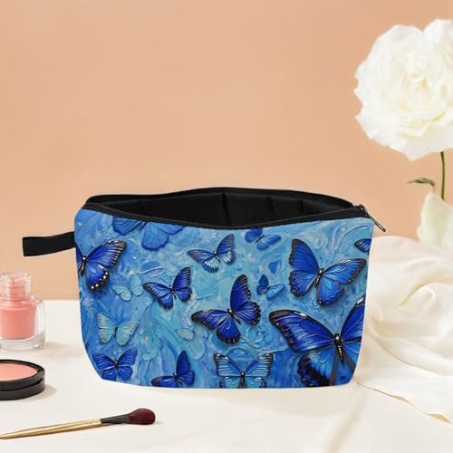 MoCaliduccious 3D Blue Butterfly Cosmetic Bag - Small Travel Toiletry Organizer Zipper Pouch for Women - görsel 10