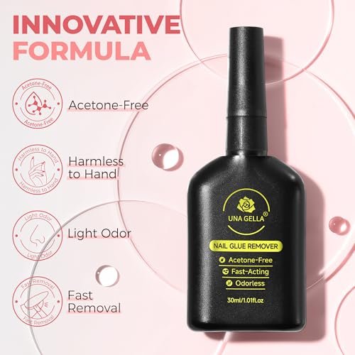 UNA GELLA Press On Nail Glue Remover with Built-in Crowbar - 30ml Acetone-Free Gentle Soak Off for Nail Tips & Adhesive Glue - Easy Home DIY Nail Art Remover - görsel 8