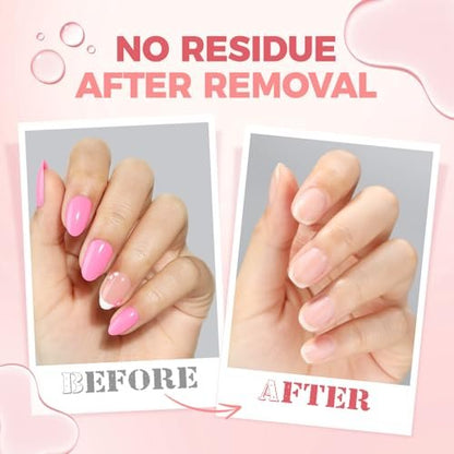 UNA GELLA Press On Nail Glue Remover with Built-in Crowbar - 30ml Acetone-Free Gentle Soak Off for Nail Tips & Adhesive Glue - Easy Home DIY Nail Art Remover