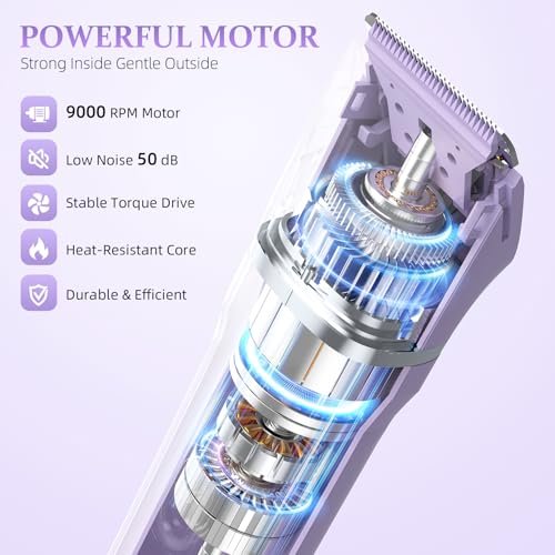 HOHOLE 5-in-1 Bikini Trimmer for Women – IPX7 Waterproof Electric Shaver, Cordless Body Hair Trimmer, Ceramic Blade (Purple) Avelisse