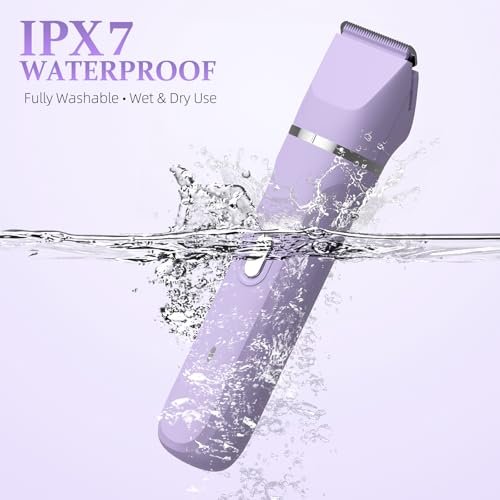HOHOLE 5-in-1 Bikini Trimmer for Women – IPX7 Waterproof Electric Shaver, Cordless Body Hair Trimmer, Ceramic Blade (Purple) Avelisse